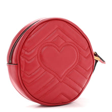 Load image into Gallery viewer, Calfskin Matelasse GG Marmont Round Wrist Wallet Hibiscus Red