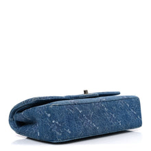Load image into Gallery viewer, Denim Bleached Chain Medium Double Flap Blue