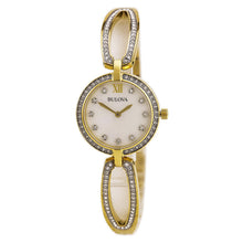 Load image into Gallery viewer, Bulova Crystal Collection Mother of Pearl Dial Gold Steel Strap Watch for Women - 98L225
