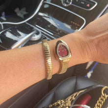 Load image into Gallery viewer, Just Cavalli Lady Snake Red Dial Gold Steel Strap Watch for Women - JC1L249M0025