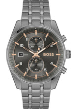 Load image into Gallery viewer, Hugo Boss Skytraveller Chronograph Gunmetal Grey Dial Grey Steel Strap Watch for Men - 1514153