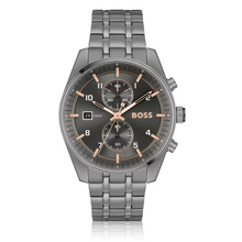 Load image into Gallery viewer, Hugo Boss Skytraveller Chronograph Gunmetal Grey Dial Grey Steel Strap Watch for Men - 1514153