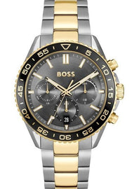 Hugo Boss Runner Chronograph Grey Dial Two Tone Steel Strap Watch for Men - 1514144