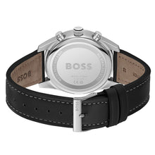 Load image into Gallery viewer, Hugo Boss Skytraveller Chronograph Silver Dial Black Leather Strap Watch for Men - 1514147