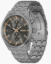 Load image into Gallery viewer, Hugo Boss Skytraveller Chronograph Gunmetal Grey Dial Grey Steel Strap Watch for Men - 1514153