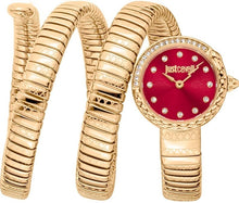 Load image into Gallery viewer, Just Cavalli Enchanting Red Dial Gold Steel Strap Watch for Women - JC1L302M0035