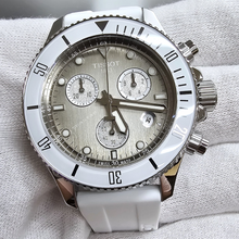 Load image into Gallery viewer, Tissot Seastar 1000 Chronograph Grey Dial White Rubber Strap Watch for Men - T120.217.17.011.00