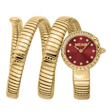 Load image into Gallery viewer, Just Cavalli Enchanting Red Dial Gold Steel Strap Watch for Women - JC1L302M0035