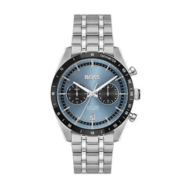 Hugo Boss Tourmaster Chronograph Blue Dial Silver Steel Strap Watch for Men - 1514286
