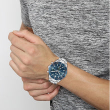 Load image into Gallery viewer, Hugo Boss Runner Chronograph Blue Dial Silver Steel Strap Watch for Men - 1514143