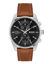 Load image into Gallery viewer, Hugo Boss Skytraveller Chronograph Black Dial Blue Leather Strap Watch for Men - 1514161