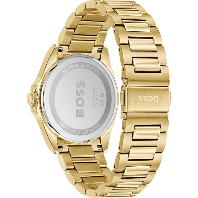 Hugo Boss Strike Blue Dial Gold Steel Strap Watch for Men - 1514172