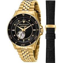 Load image into Gallery viewer, Maserati SFIDA Special Edition Automatic Black Dial Gold Steel Strap Watch for Men - R8823140012