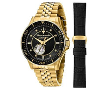 Load image into Gallery viewer, Maserati SFIDA Special Edition Automatic Black Dial Gold Steel Strap Watch for Men - R8823140012
