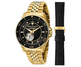 Maserati SFIDA Special Edition Automatic Black Dial Gold Steel Strap Watch for Men - R8823140012
