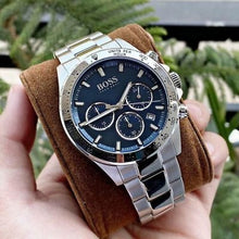 Load image into Gallery viewer, Hugo Boss Runner Chronograph Blue Dial Silver Steel Strap Watch for Men - 1514143
