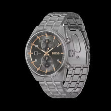 Load image into Gallery viewer, Hugo Boss Skytraveller Chronograph Gunmetal Grey Dial Grey Steel Strap Watch for Men - 1514153