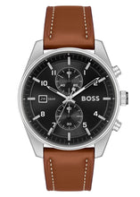 Load image into Gallery viewer, Hugo Boss Skytraveller Chronograph Black Dial Blue Leather Strap Watch for Men - 1514161
