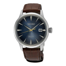 Load image into Gallery viewer, Seiko Cocktail Time Automatic Blue Dial Brown Leather Strap Watch for Men - SRPK15K1