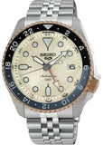 Seiko 5 GMT Sport Asia Exclusive Limited Edition Off White Dial Silver Steel Strap Watch for Men - SSK046K1