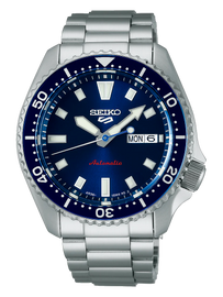 Seiko 5 Sports SKX Automatic Blue Dial Silver Steel Strap Watch for Men - SRPL83K1