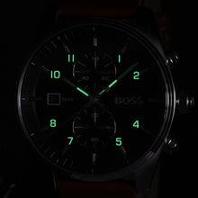 Load image into Gallery viewer, Hugo Boss Skytraveller Chronograph Black Dial Blue Leather Strap Watch for Men - 1514161