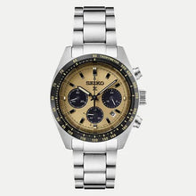 Load image into Gallery viewer, Seiko Prospex Speedtimer Solar Chronograph Gold Dial Silver Steel Strap Watch for Men - SSC817