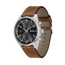 Load image into Gallery viewer, Hugo Boss Skytraveller Chronograph Black Dial Blue Leather Strap Watch for Men - 1514161