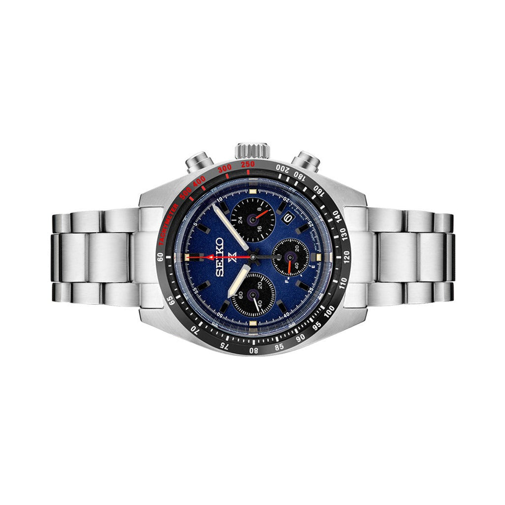 Seiko Prospex Speedtimer Solar Chronograph Blue Dial Silver Steel Strap Watch for Men - SSC815