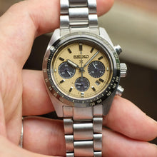 Load image into Gallery viewer, Seiko Prospex Speedtimer Solar Chronograph Gold Dial Silver Steel Strap Watch for Men - SSC817