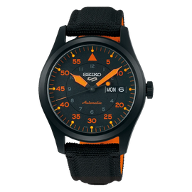 Seiko 5 Sports Flieger Pilot Automatic Black Dial Black Nylon Strap Watch for Men - SRPH33K1