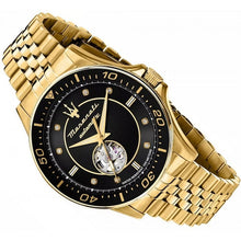 Load image into Gallery viewer, Maserati SFIDA Special Edition Automatic Black Dial Gold Steel Strap Watch for Men - R8823140012
