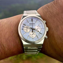 Load image into Gallery viewer, Seiko Conceptual Chronograph Ice Blue Dial Silver Steel Strap Watch for Men - SSB459P1