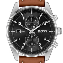 Load image into Gallery viewer, Hugo Boss Skytraveller Chronograph Black Dial Blue Leather Strap Watch for Men - 1514161