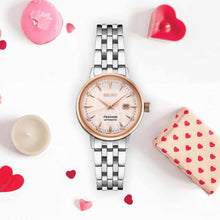 Load image into Gallery viewer, Seiko Presage Cocktail Time Automatic Diamonds White Dial Silver Steel Strap Watch for Women - SRE012J1