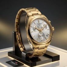 Load image into Gallery viewer, Tissot PR 100 Chronograph White Dial Gold Steel Strap Watch for Men - T150.417.33.031.00