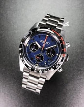 Load image into Gallery viewer, Seiko Prospex Speedtimer Solar Chronograph Blue Dial Silver Steel Strap Watch for Men - SSC815