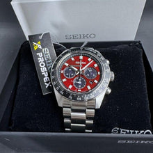 Load image into Gallery viewer, Seiko Prospex US Special Edition Speedtimer Solar Chronograph Red Dial Silver Steel Strap Watch for Men - SSC927