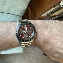 Load image into Gallery viewer, Seiko Prospex US Special Edition Speedtimer Solar Chronograph Red Dial Silver Steel Strap Watch for Men - SSC927