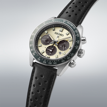 Load image into Gallery viewer, Seiko Prospex Speedtimer Solar Chronograph Ivory Dial Black Leather Strap Watch for Men - SSC943