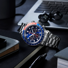 Load image into Gallery viewer, Seiko Prospex Speedtimer Solar Chronograph Blue Dial Silver Steel Strap Watch for Men - SSC913