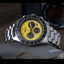 Load image into Gallery viewer, Seiko Prospex Speedtimer Solar Chronograph Yellow Dial Silver Steel Strap Watch for Men - SSC929