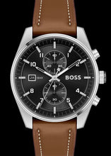Load image into Gallery viewer, Hugo Boss Skytraveller Chronograph Black Dial Blue Leather Strap Watch for Men - 1514161