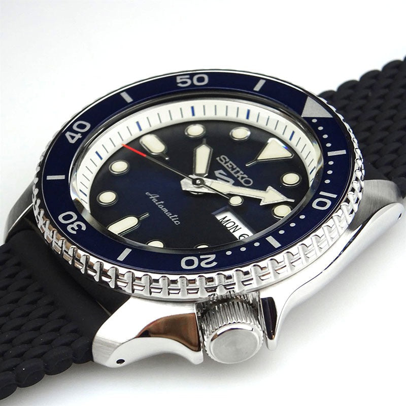 Seiko 5 Sports SKX Automatic Blue Dial Blue Silicone Strap Watch for Men - SRPD71K2