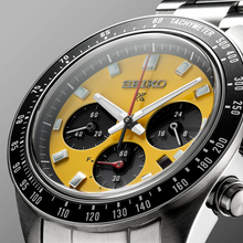 Load image into Gallery viewer, Seiko Prospex Speedtimer Solar Chronograph Yellow Dial Silver Steel Strap Watch for Men - SSC929