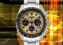 Load image into Gallery viewer, Seiko Prospex Speedtimer Solar Chronograph Gold Dial Silver Steel Strap Watch for Men - SSC817