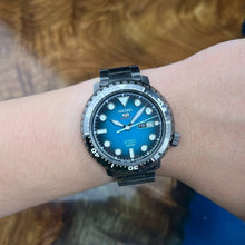 Load image into Gallery viewer, Seiko 5 Sports Automatic Turquoise Dial Grey Steel Strap Watch for Men - SRPC65J1