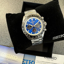 Load image into Gallery viewer, Seiko Speedtimer Solar US Special Edition Blue Dial Silver Steel Strap Watch for Men - SSC931