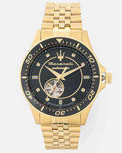 Load image into Gallery viewer, Maserati SFIDA Special Edition Automatic Black Dial Gold Steel Strap Watch for Men - R8823140012