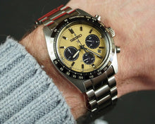 Load image into Gallery viewer, Seiko Prospex Speedtimer Solar Chronograph Gold Dial Silver Steel Strap Watch for Men - SSC817